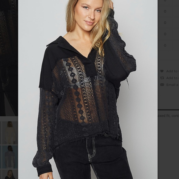 ❤️ POL “ Paris “ POL Relaxed Fit Johnny Collared Lace Detail Shirt Top SR21 - Picture 2 of 6